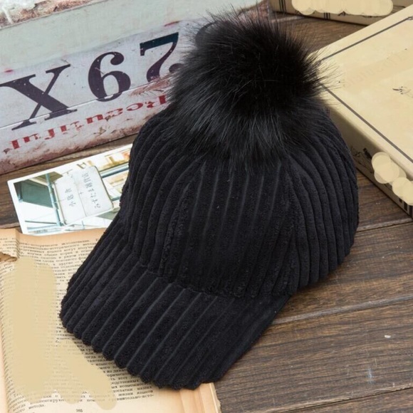 Velvet Cap with Pom Pom - Picture 6 of 8